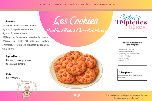 Cookies pralines roses Chocolat blanc